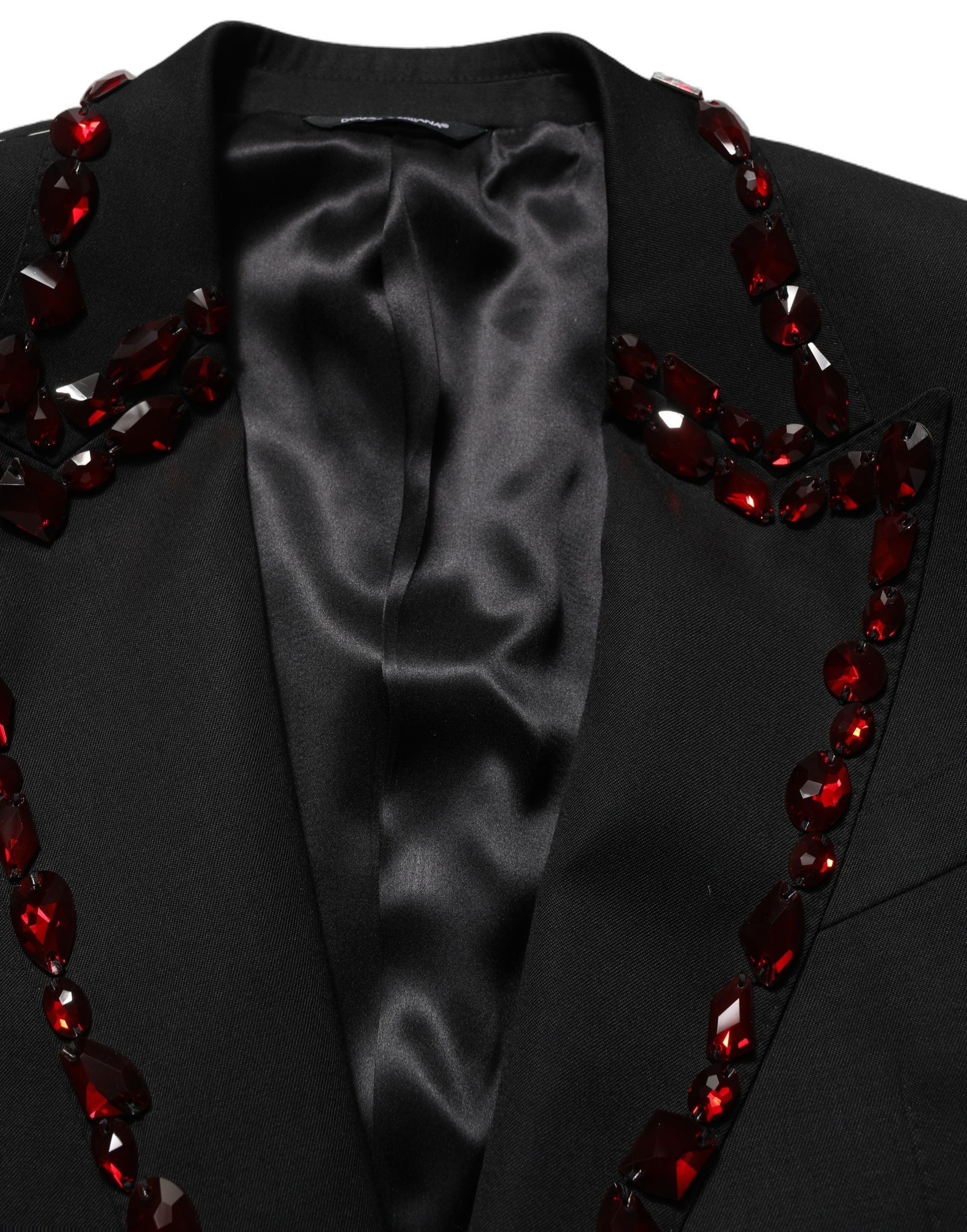Dolce & Gabbana Black Crystal Embellished Coat Blazer Jacket