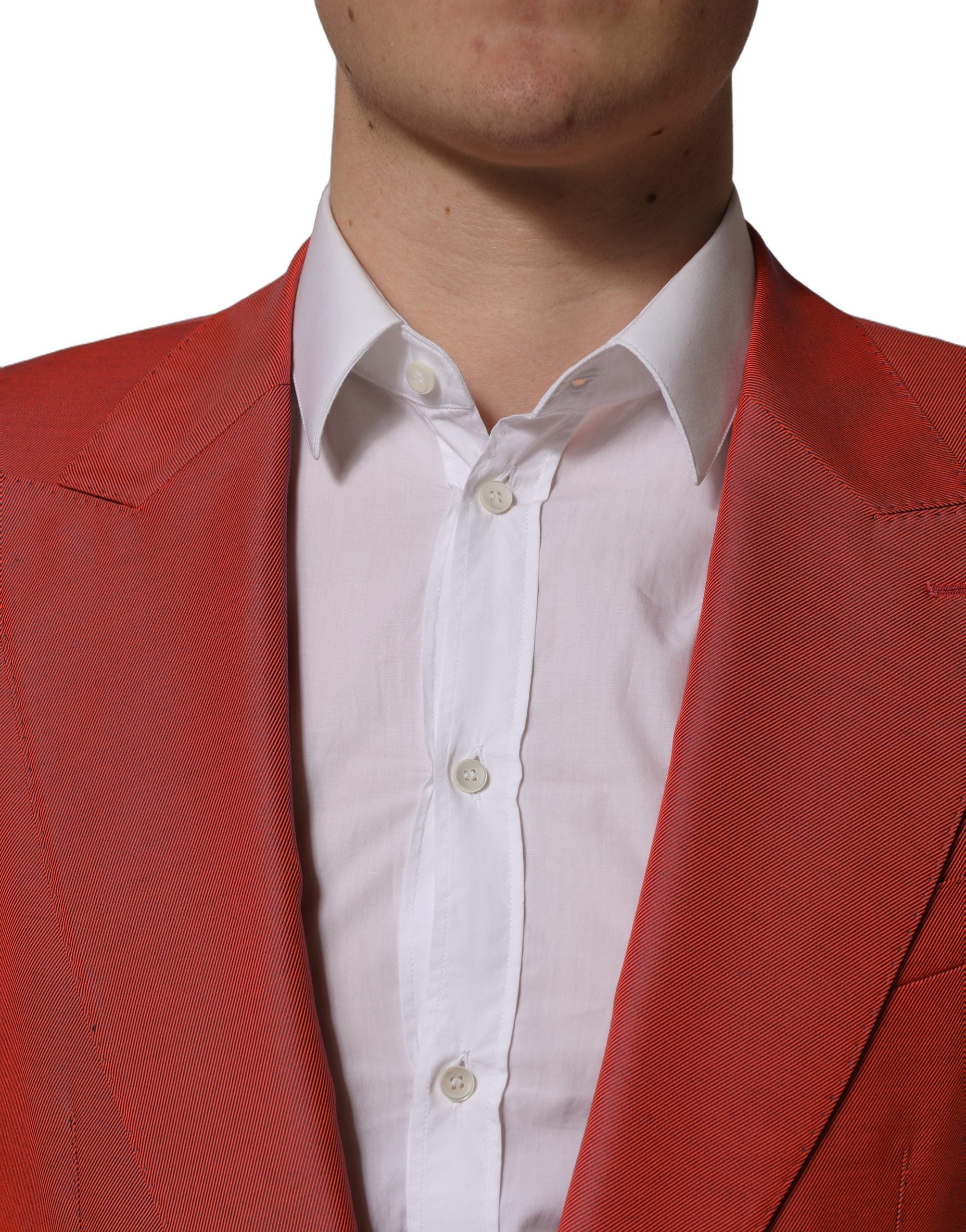 Dolce & Gabbana Red Wool Single Breasted Men Blazer Jacket