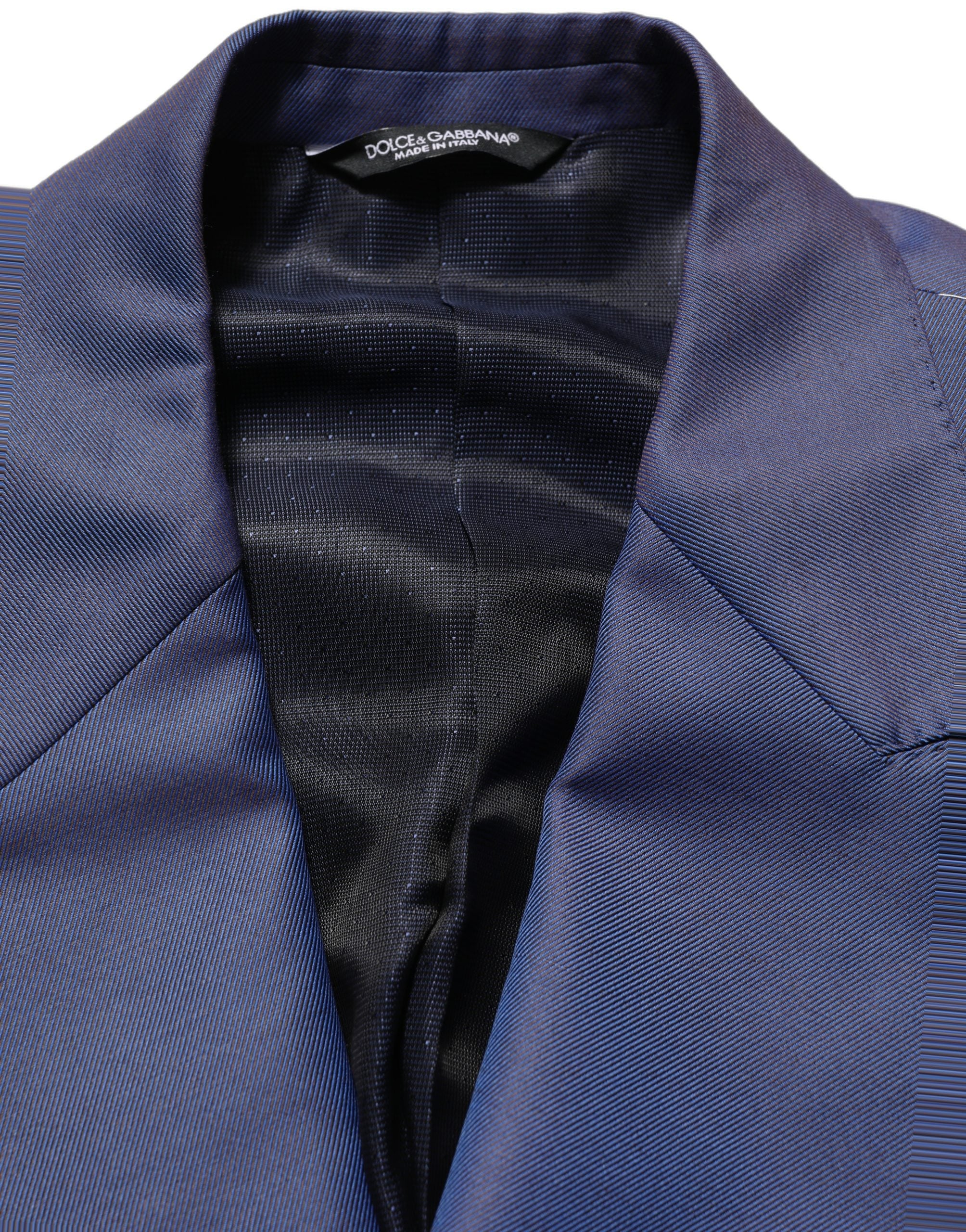 Dolce & Gabbana Blue Wool Double Breasted Men Blazer Jacket