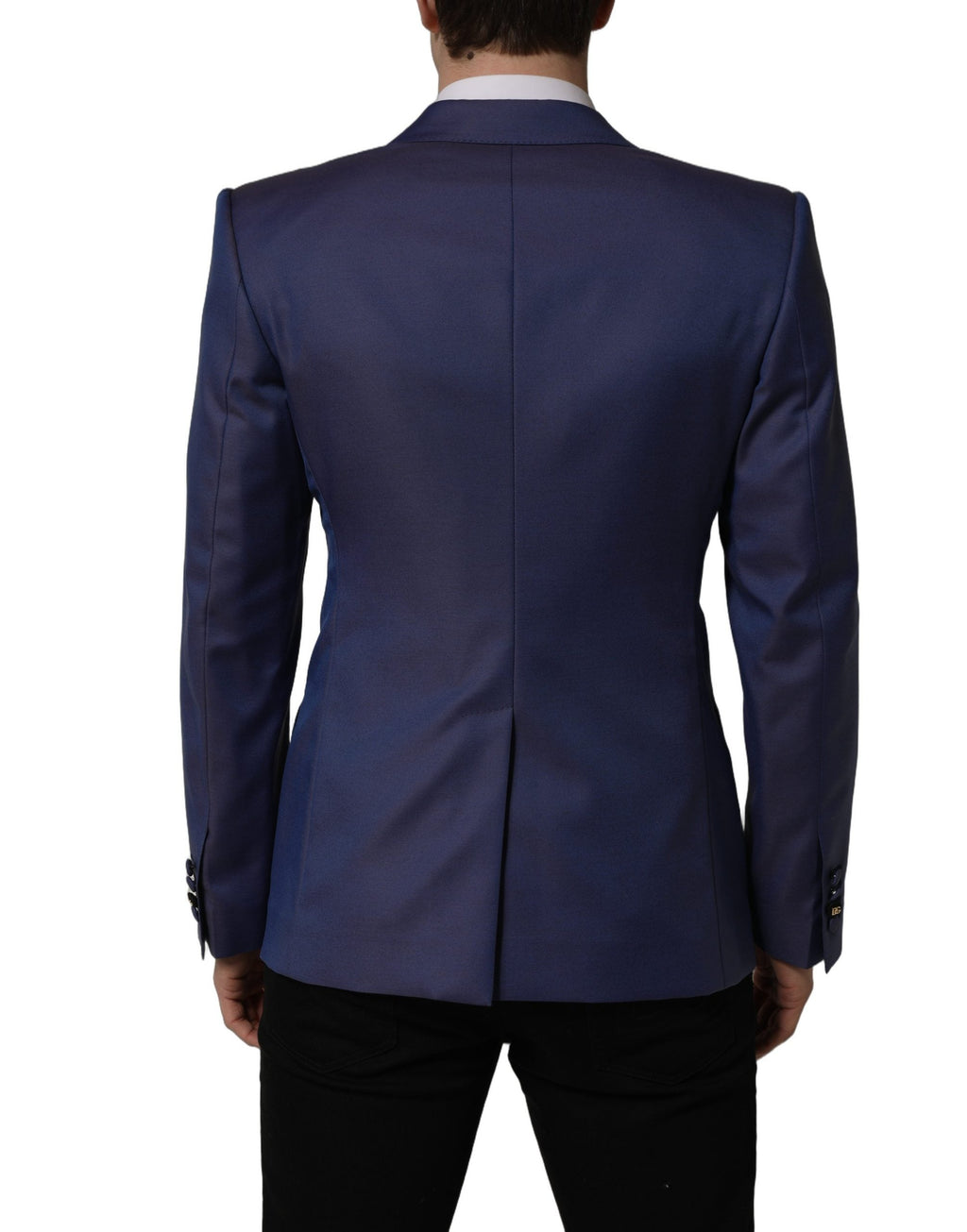 Dolce & Gabbana Blue Wool Double Breasted Men Blazer Jacket
