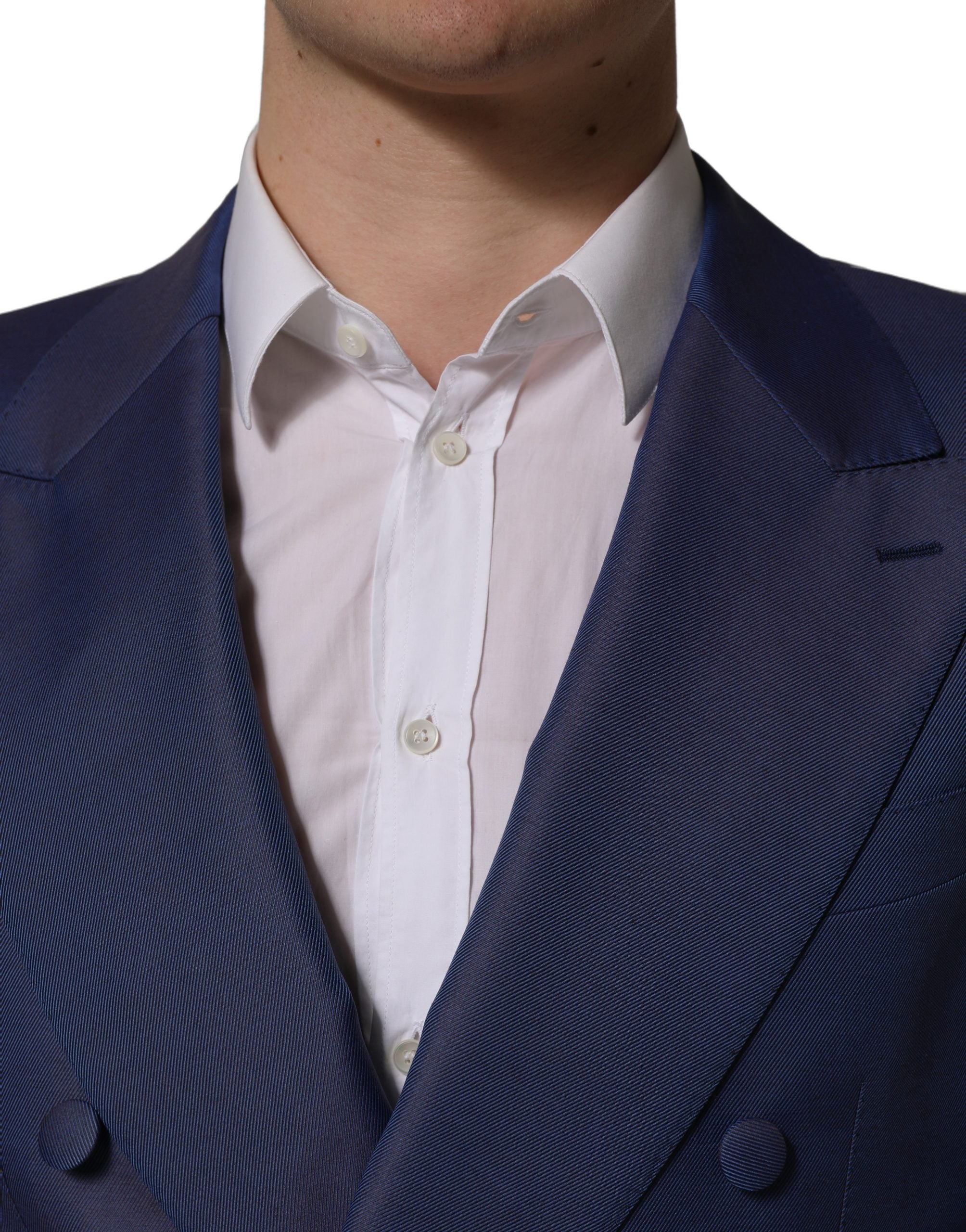 Dolce & Gabbana Blue Wool Double Breasted Men Blazer Jacket