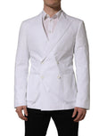 Dolce & Gabbana White Cotton Double Breasted Blazer Jacket