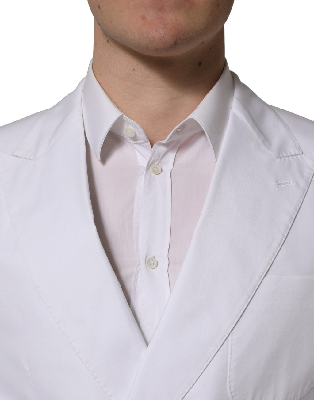 Dolce & Gabbana White Cotton Double Breasted Blazer Jacket