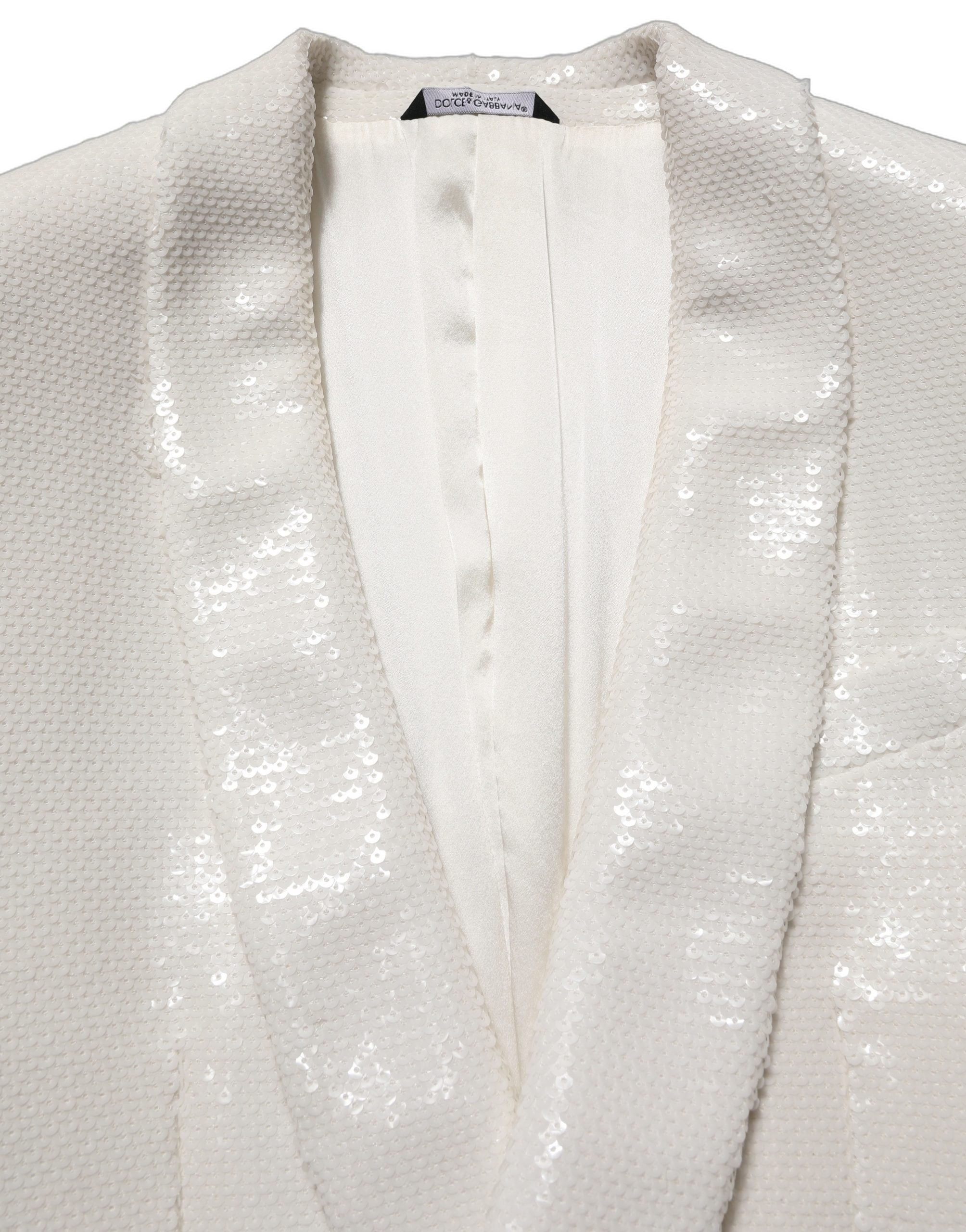 Dolce & Gabbana White Viscose Single Breasted Blazer Jacket