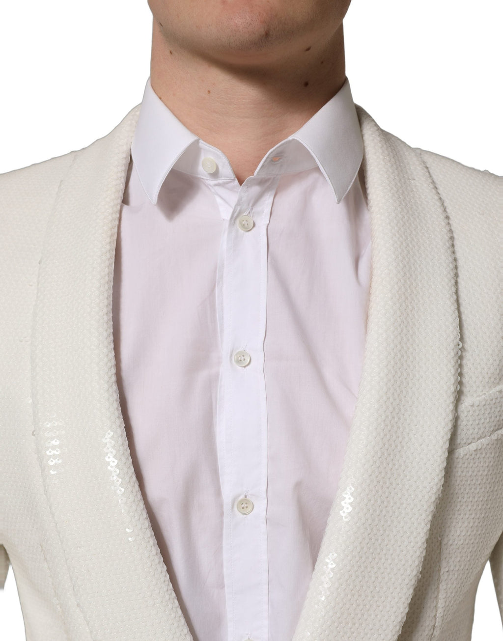 Dolce & Gabbana White Viscose Single Breasted Blazer Jacket