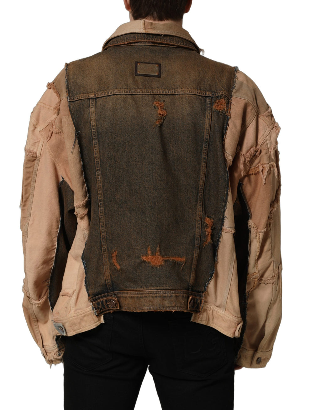Dolce & Gabbana Multicolor Raw Cut Panelled Denim Men Jacket