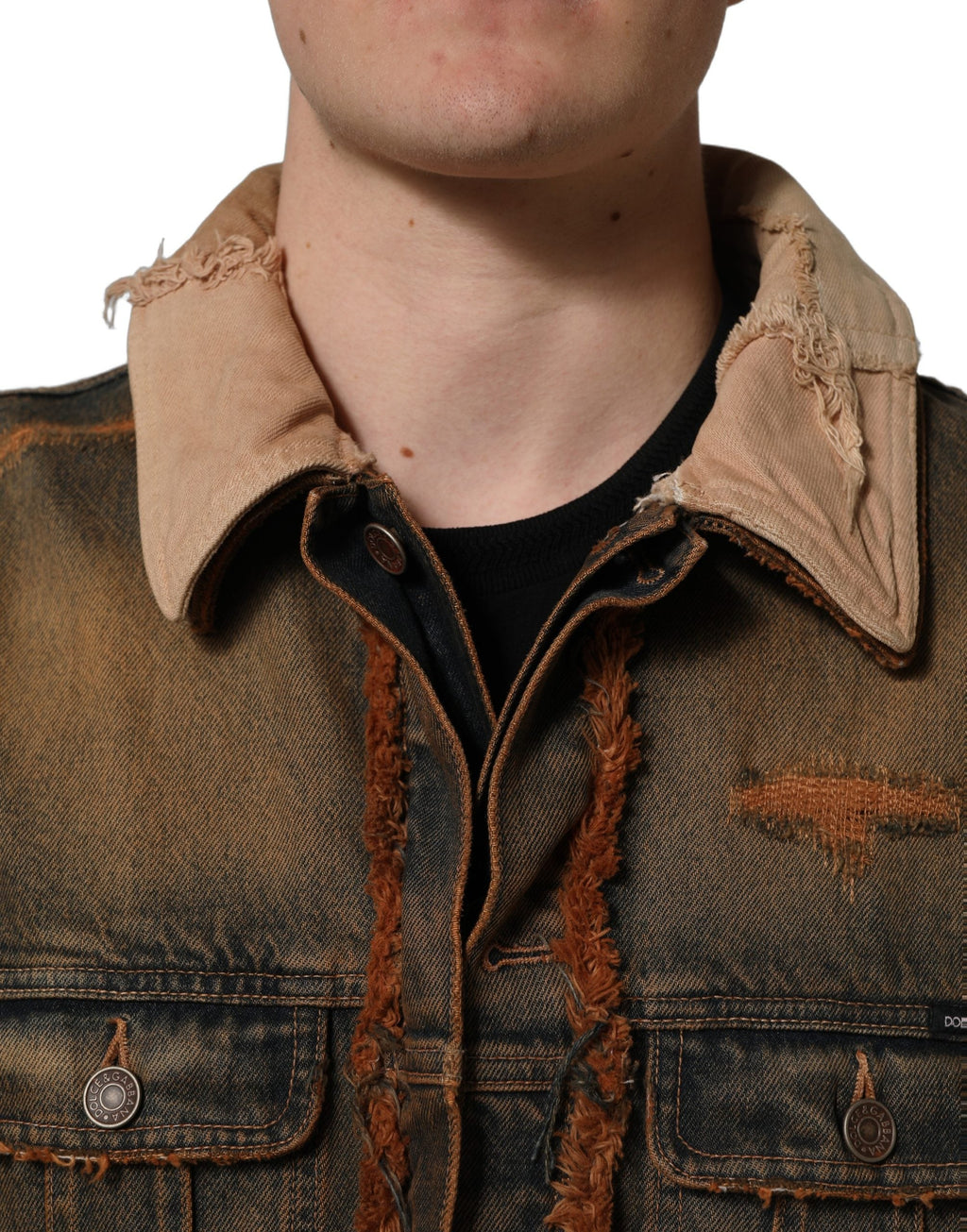 Dolce & Gabbana Multicolor Raw Cut Panelled Denim Men Jacket