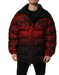 Dolce & Gabbana Red Black Reversible Animal Print Puffer Coat Jacket