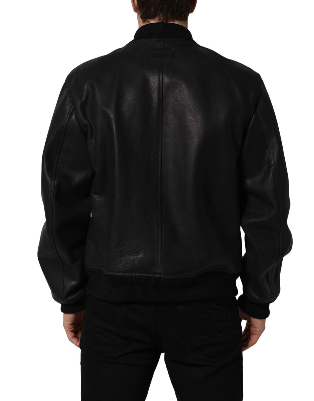 Dolce & Gabbana Black Leather Full Zip Men Biker Jacket