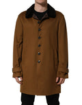 Dolce & Gabbana Brown Cashmere Mink Fur Men Overcoat Jacket