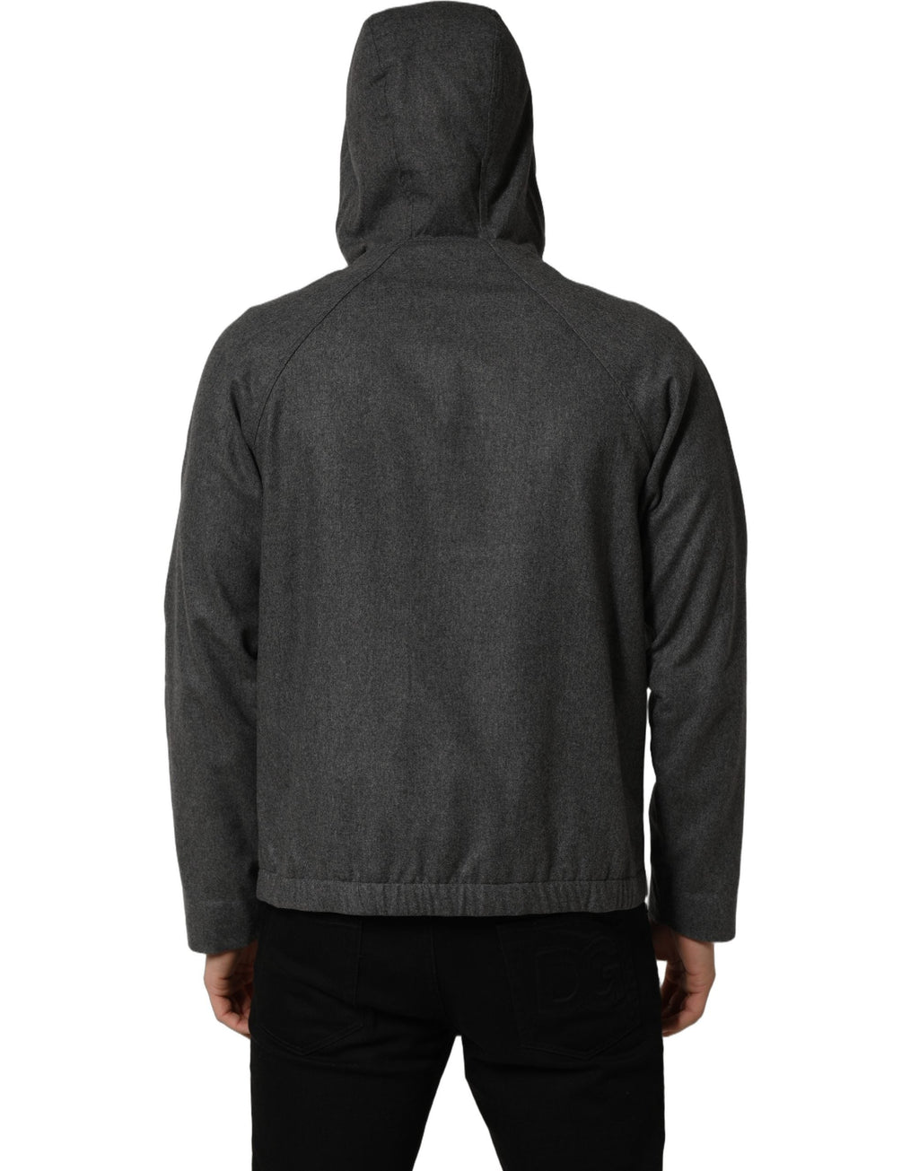 Dolce & Gabbana Gray Cotton Men Hooded Full Zip Bomber Jacket
