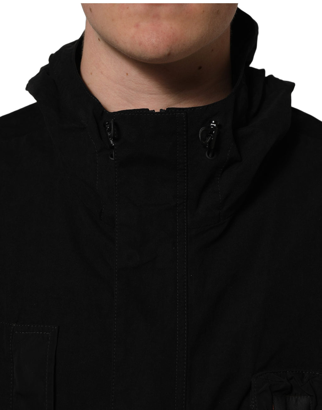 Dolce & Gabbana Black Nylon Men Hooded Windbreaker Jacket