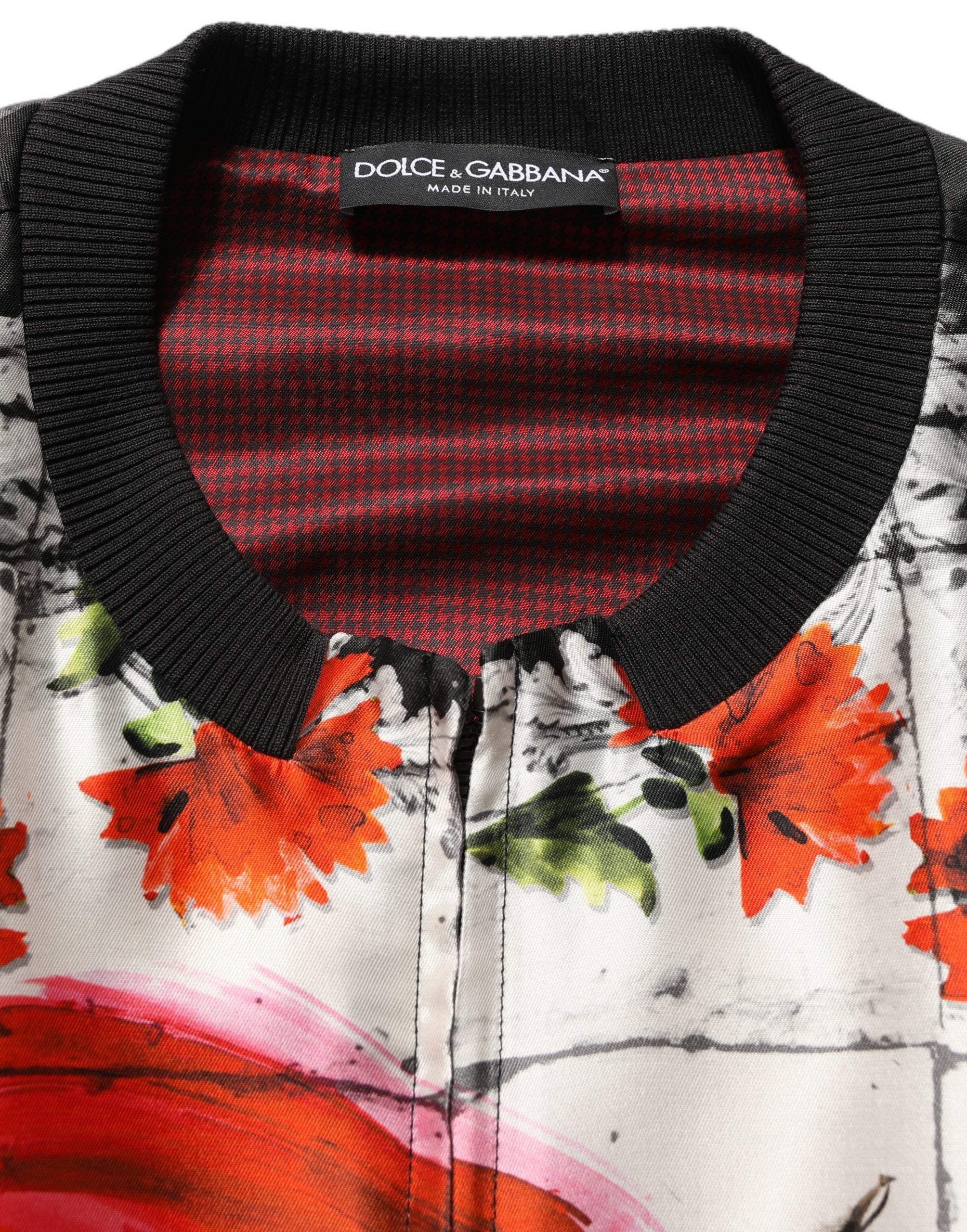 Dolce & Gabbana Multicolor Majolica Bull Print Bomber Jacket