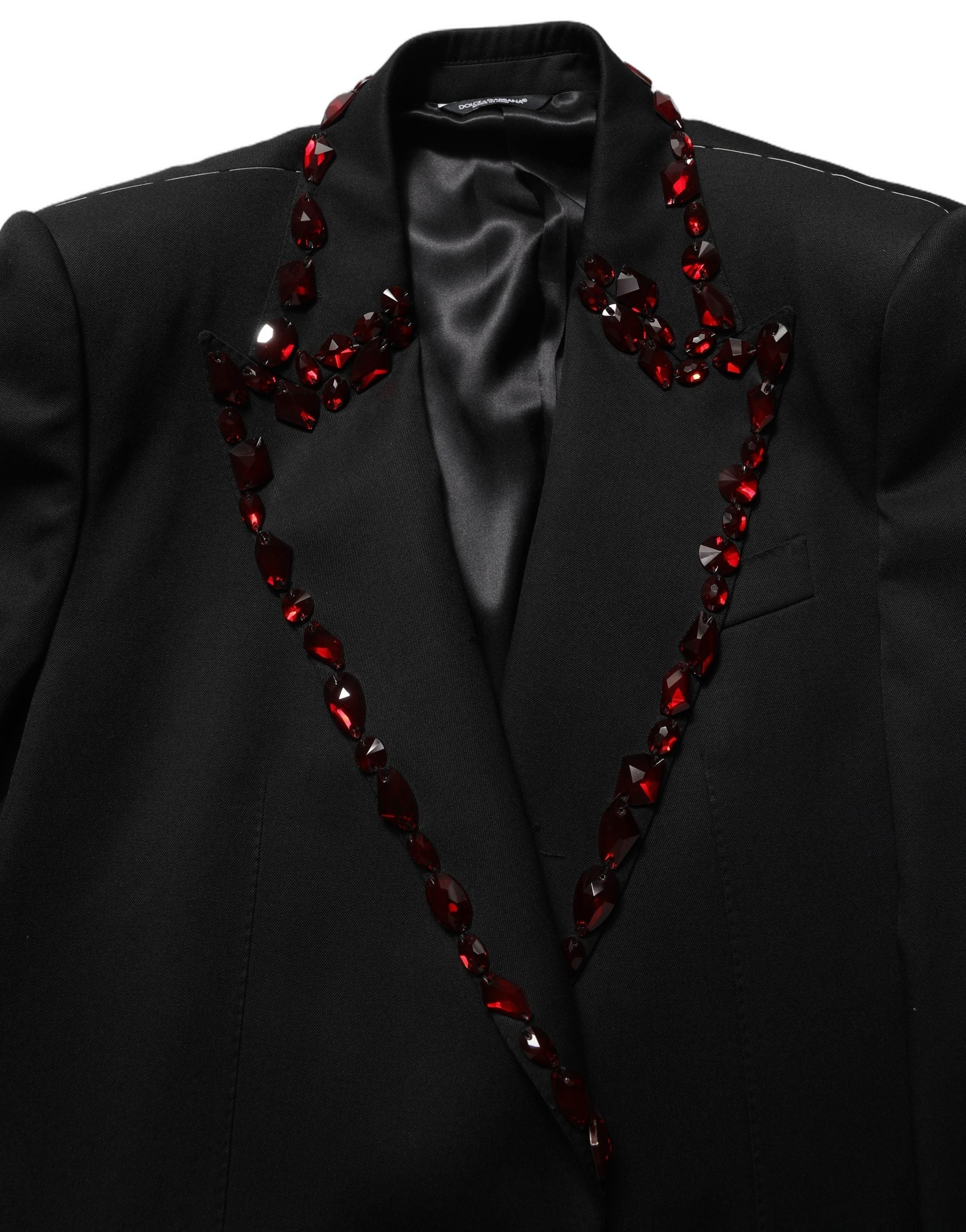 Dolce & Gabbana Black Crystal Embellished Coat Blazer Jacket