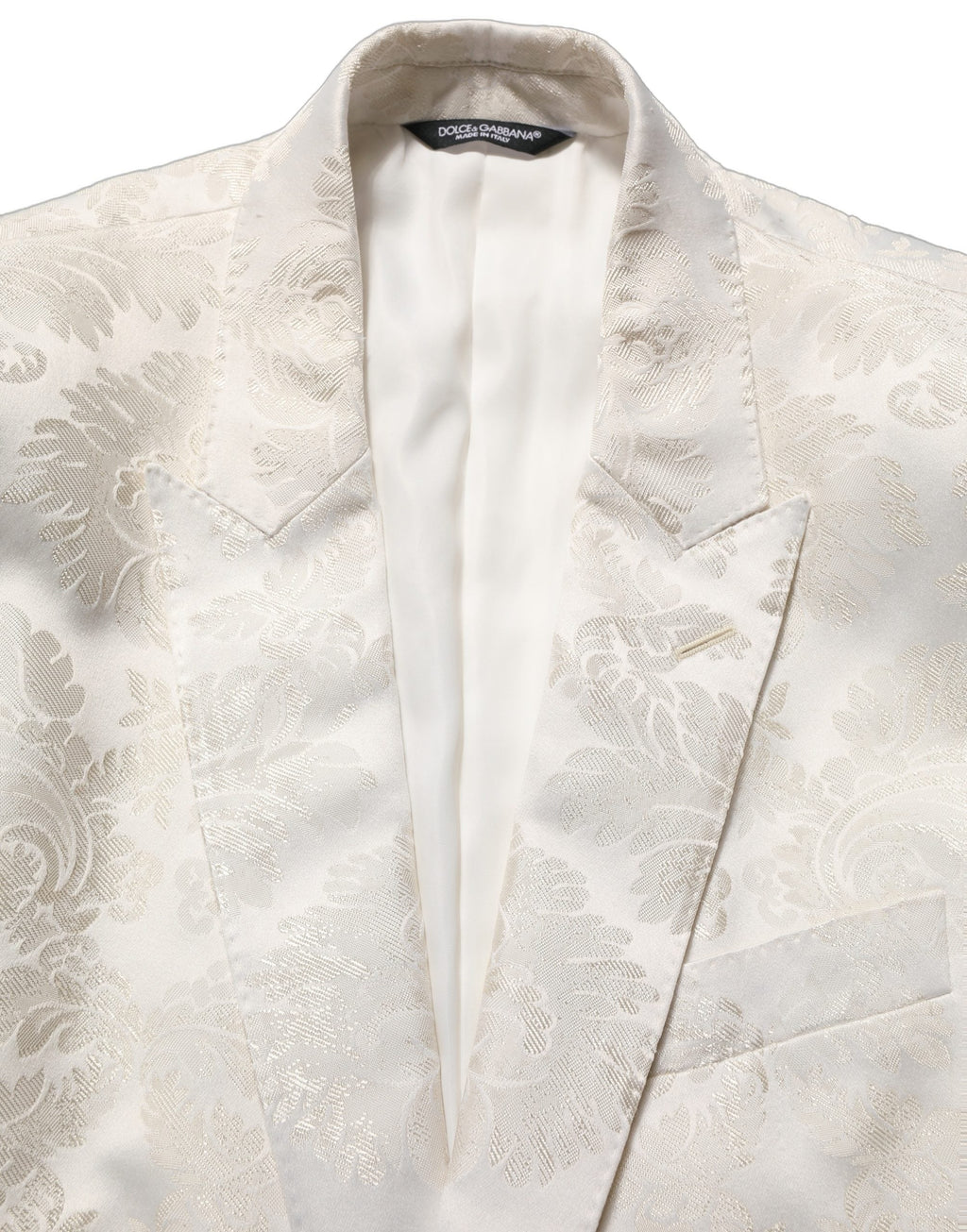 Dolce & Gabbana Off White Floral Single Breasted Men Jacket
