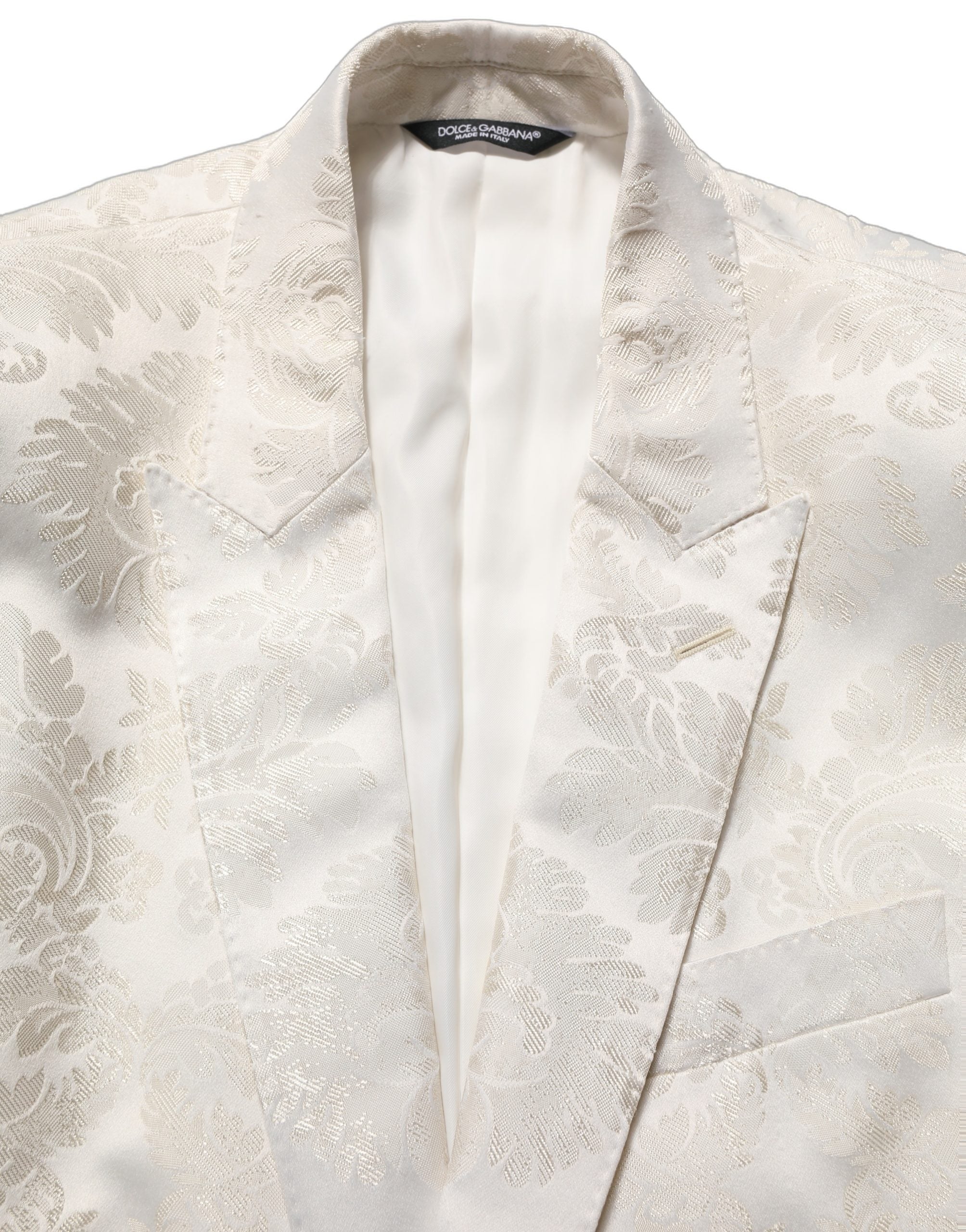 Dolce & Gabbana Off White Floral Single Breasted Men Jacket