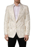 Dolce & Gabbana Off White Floral Single Breasted Men Jacket