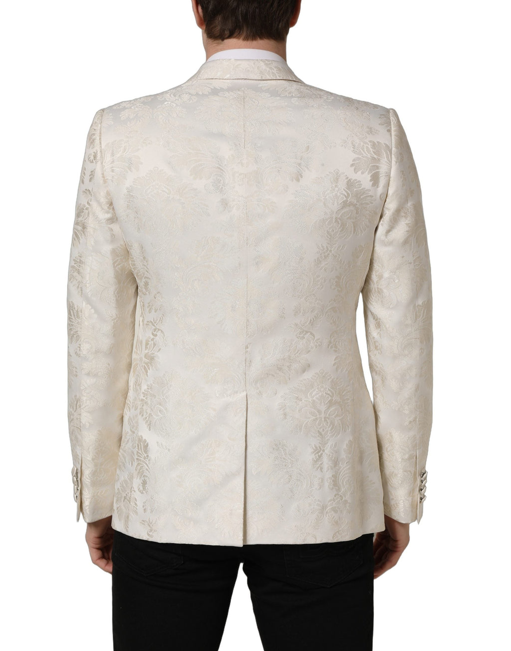Dolce & Gabbana Off White Floral Single Breasted Men Jacket