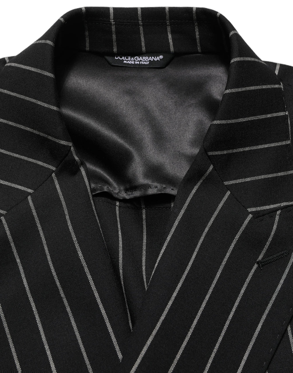 Dolce & Gabbana Black Stripes Wool Double Breasted Jacket