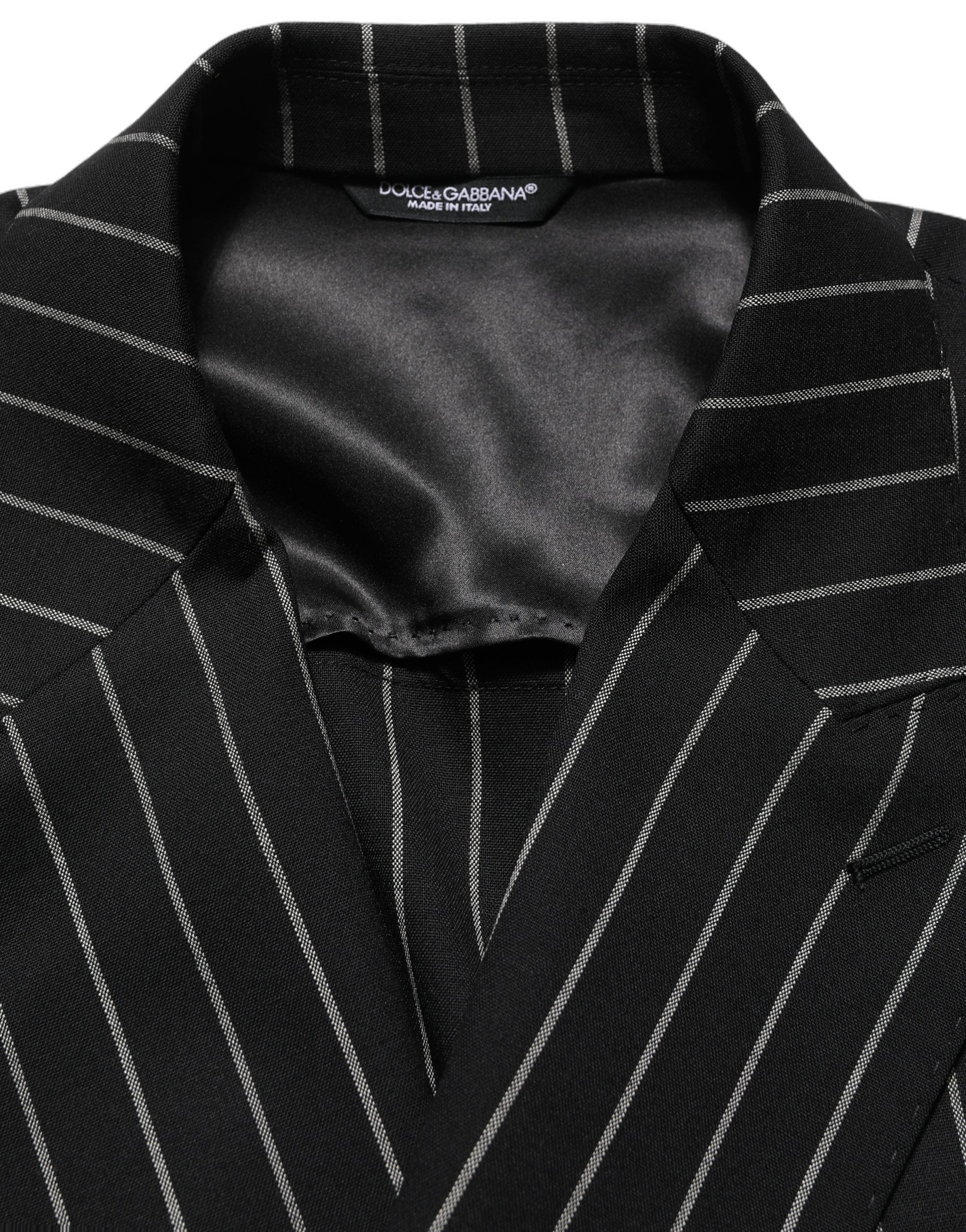 Dolce & Gabbana Black Stripes Wool Double Breasted Jacket