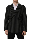 Dolce & Gabbana Black Stripes Wool Double Breasted Jacket