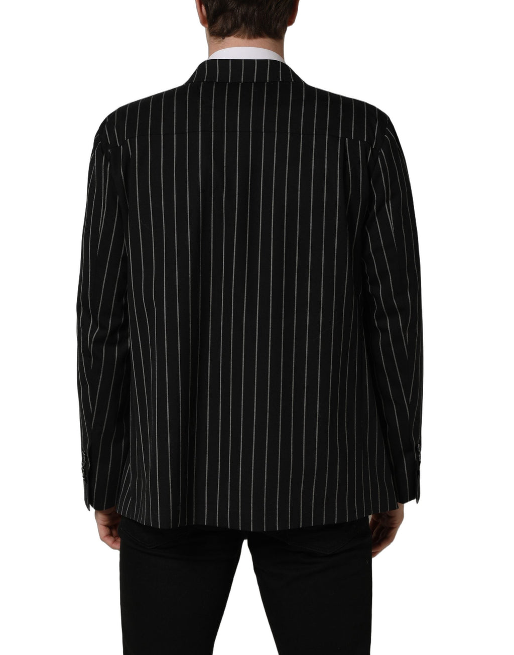 Dolce & Gabbana Black Stripes Wool Double Breasted Jacket