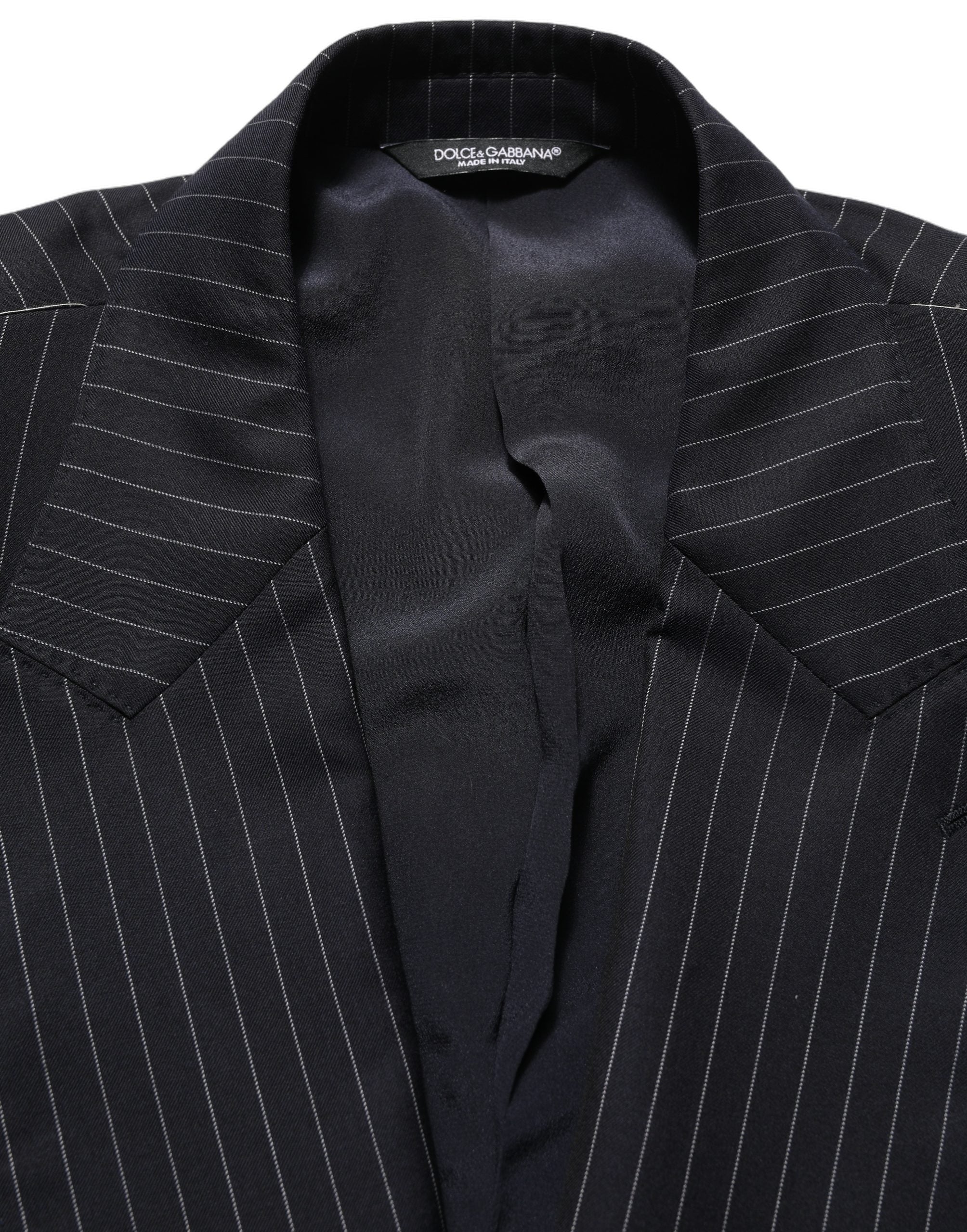 Dolce & Gabbana Black Stripes Wool Double Breasted Jacket