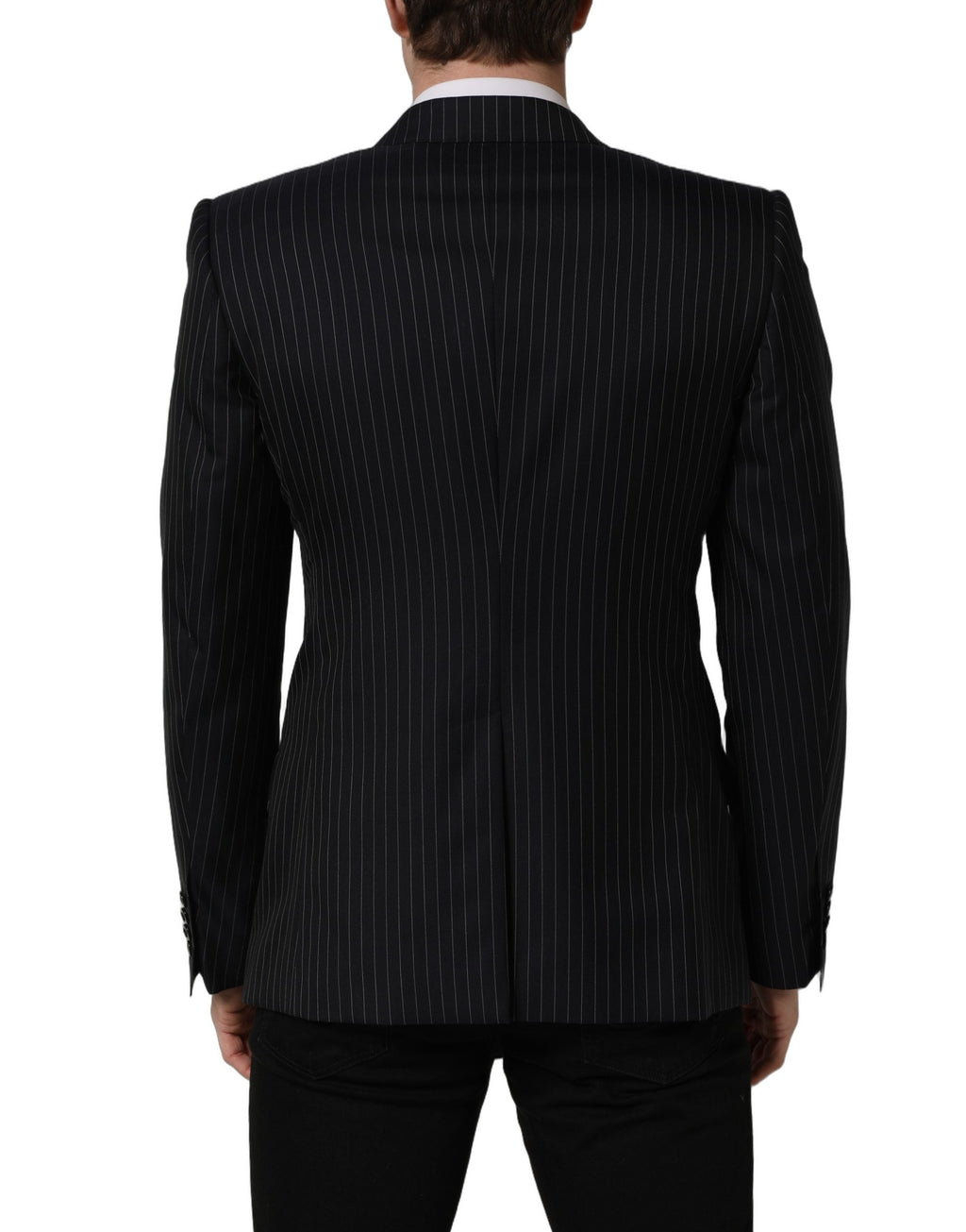 Dolce & Gabbana Black Stripes Wool Double Breasted Jacket