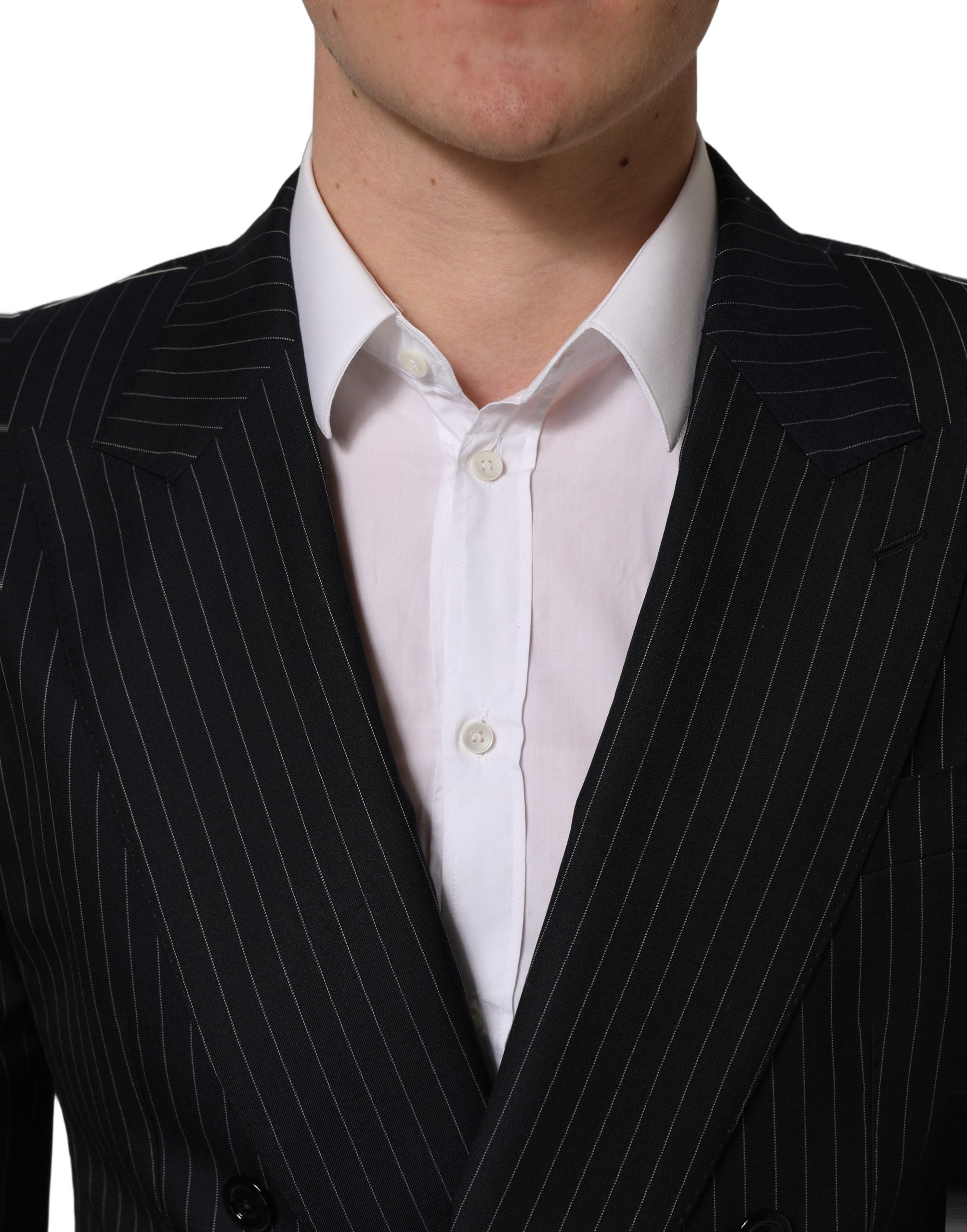 Dolce & Gabbana Black Stripes Wool Double Breasted Jacket