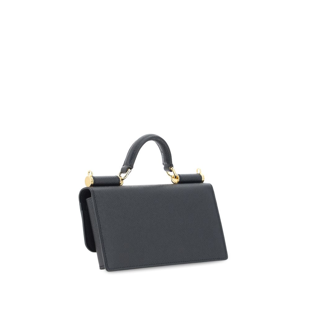 Dolce & Gabbana Black Calf Leather Bos Taurus Shoulder Bag