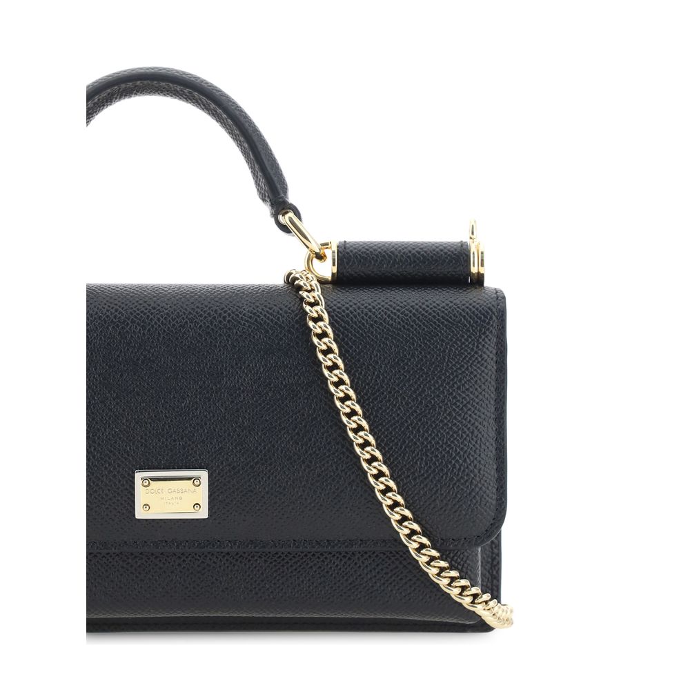 Dolce & Gabbana Black Calf Leather Bos Taurus Shoulder Bag