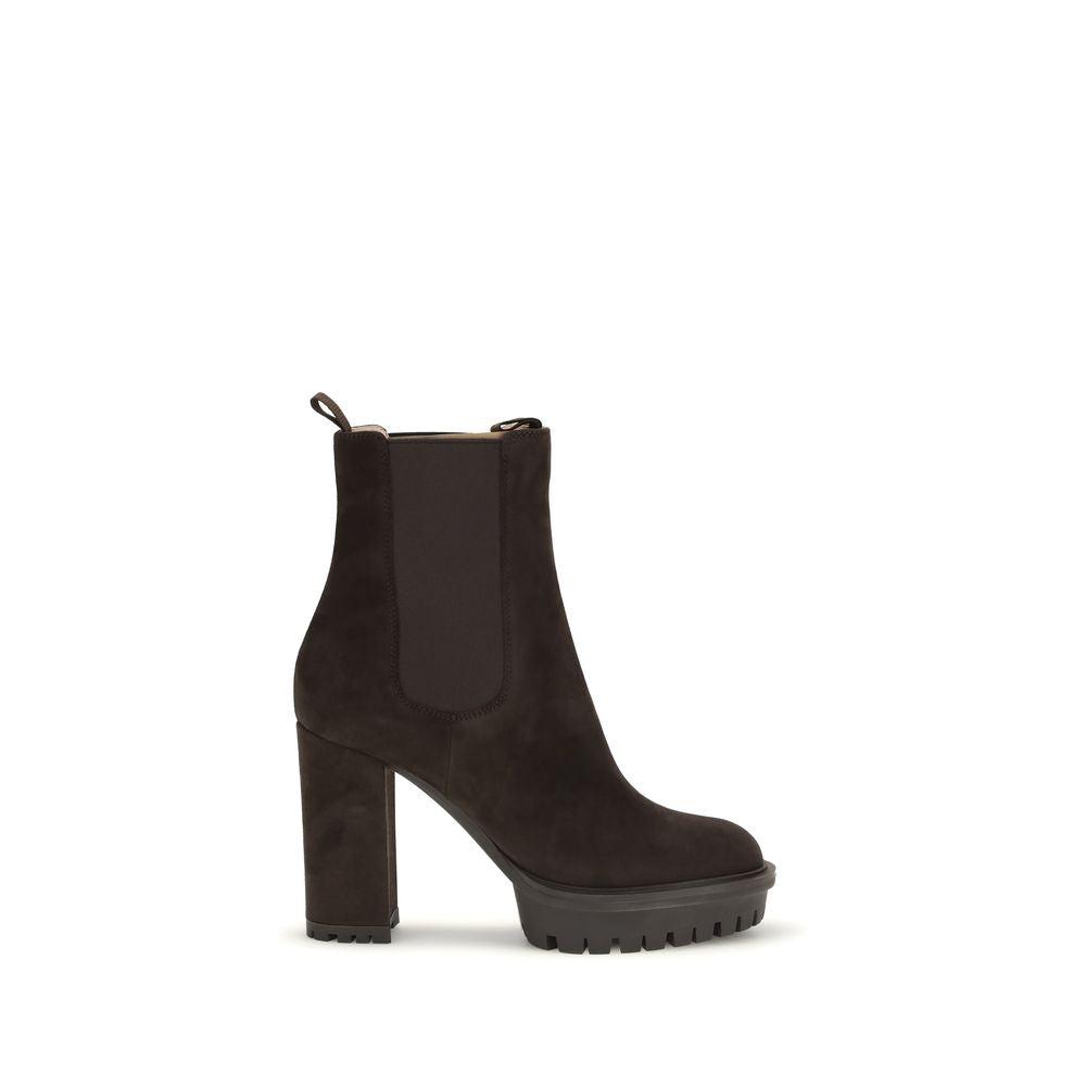 Gianvito Rossi Brown Calf Leather Bos Taurus Ankle Boots