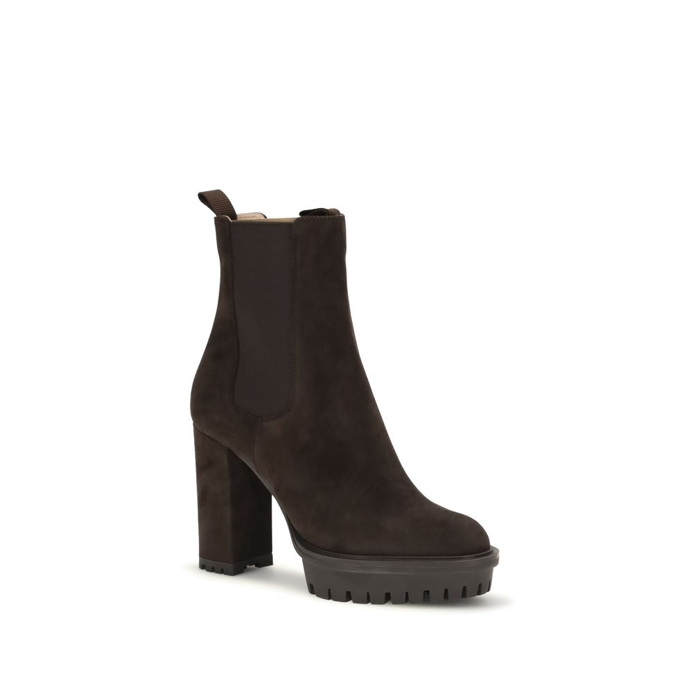 Gianvito Rossi Brown Calf Leather Bos Taurus Ankle Boots