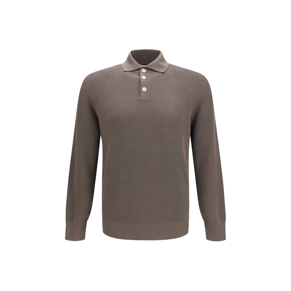 Brunello Cucinelli Brown Cotton Polo Shirt