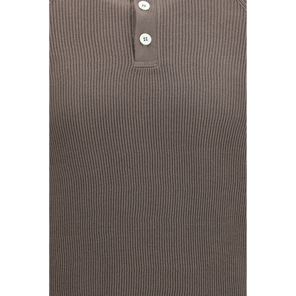 Brunello Cucinelli Brown Cotton Polo Shirt