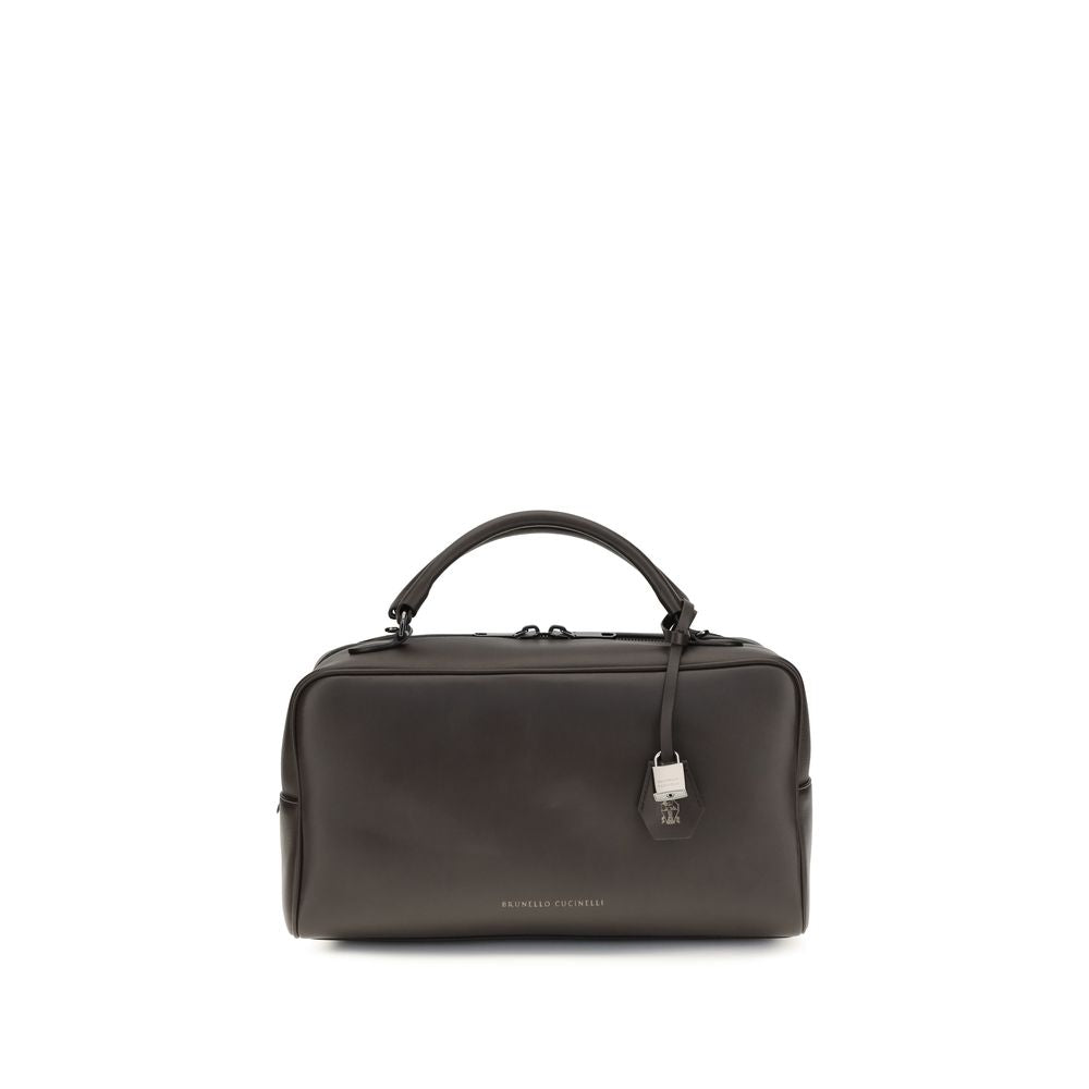 Brunello Cucinelli Brown Calf Leather Bos Taurus Shoulder Bag