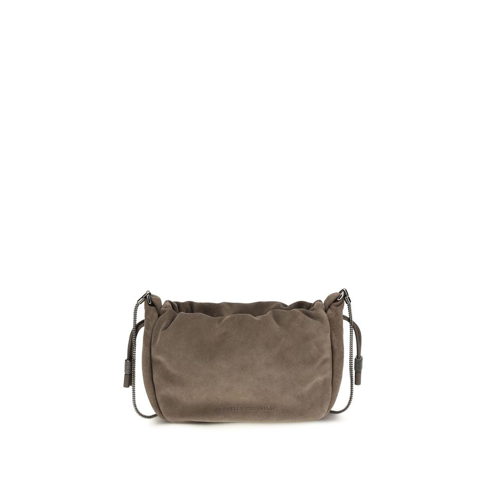 Brunello Cucinelli Brown Calf Leather Bos Taurus Shoulder Bag
