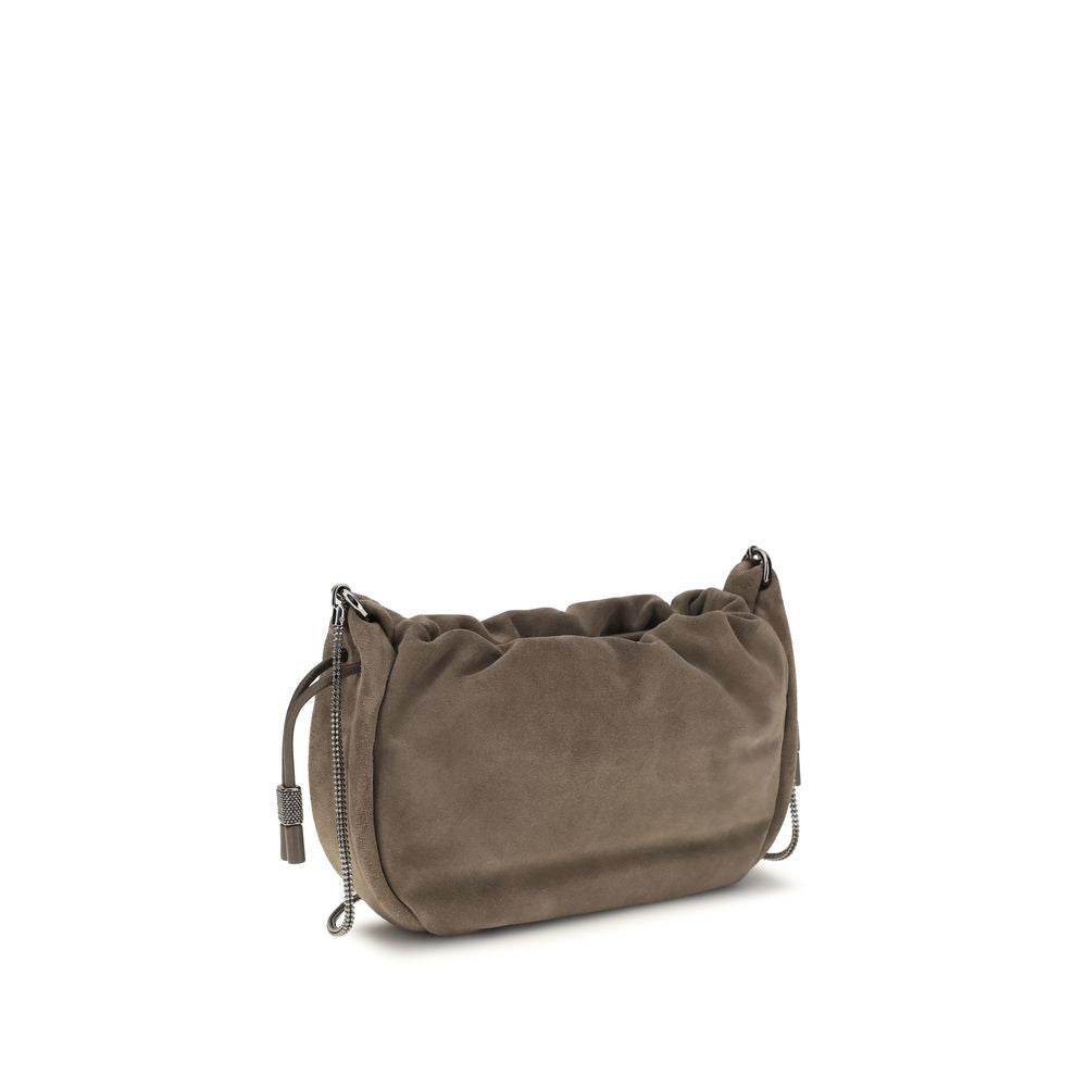 Brunello Cucinelli Brown Calf Leather Bos Taurus Shoulder Bag