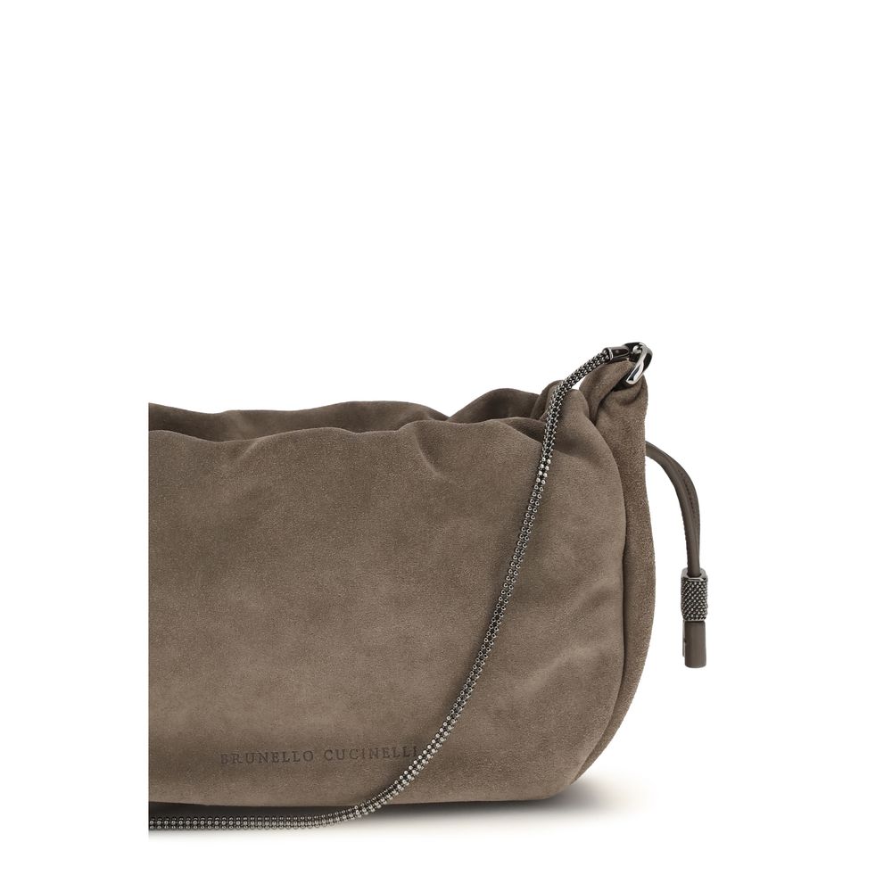 Brunello Cucinelli Brown Calf Leather Bos Taurus Shoulder Bag