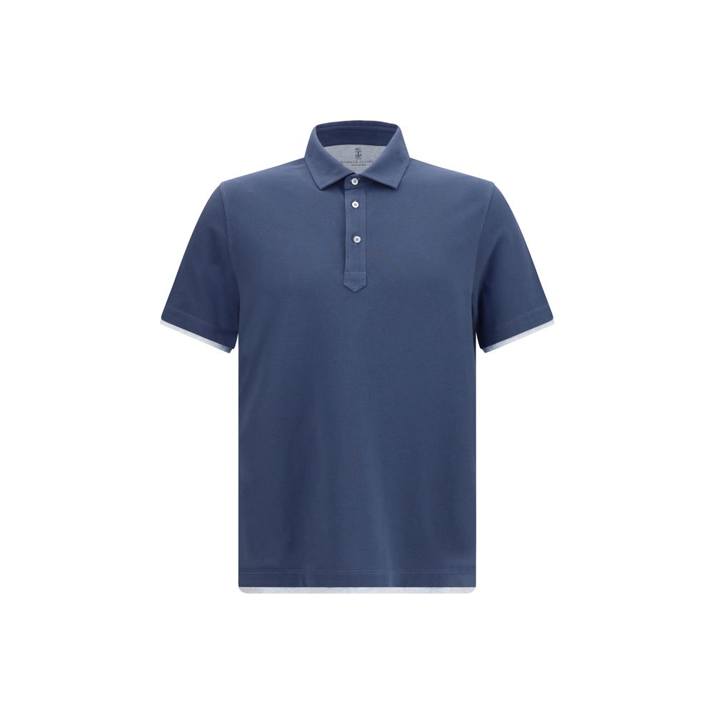 Brunello Cucinelli Blue Cotton Polo Shirt