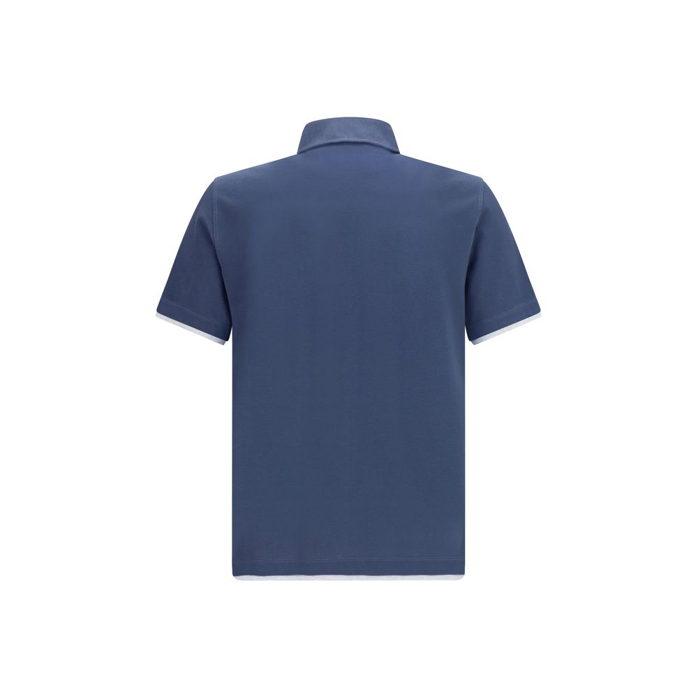 Brunello Cucinelli Blue Cotton Polo Shirt