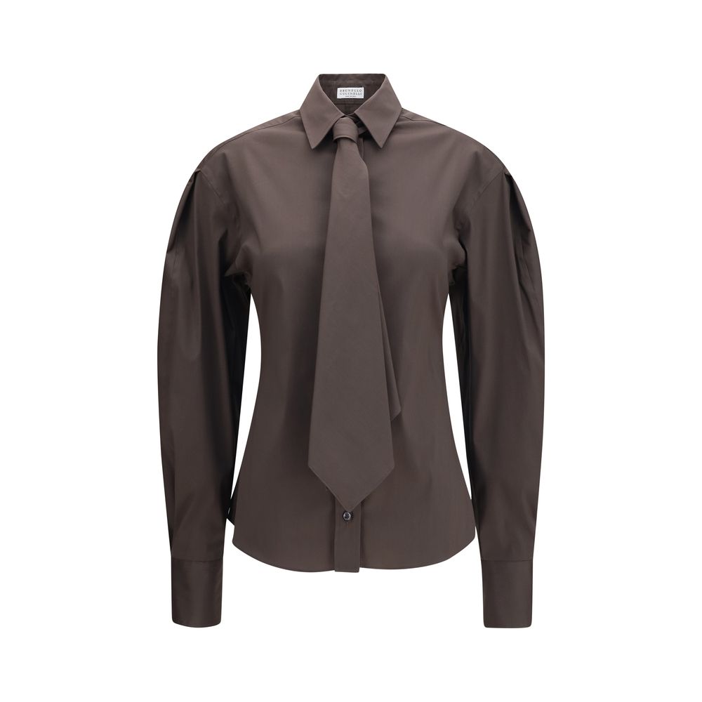 Brunello Cucinelli Brown Cotton Dress Shirt