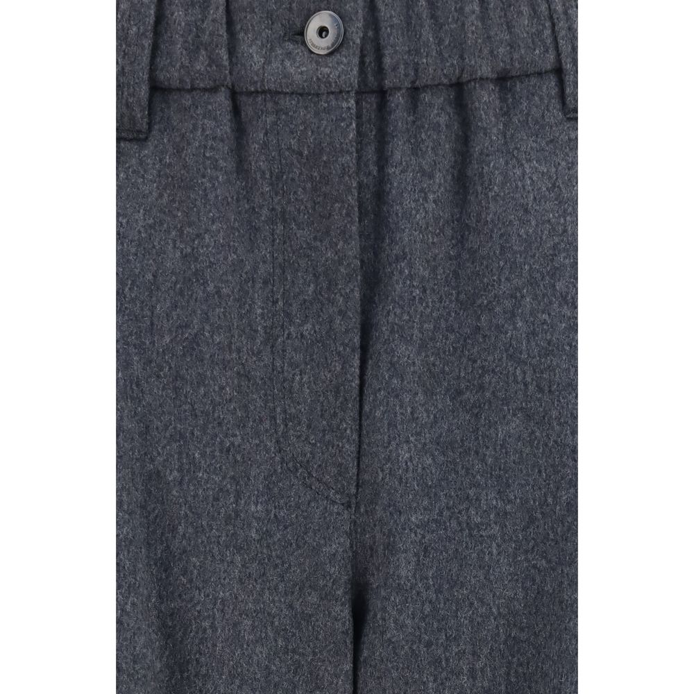 Brunello Cucinelli Gray Wool Oves Aries Casual Pants