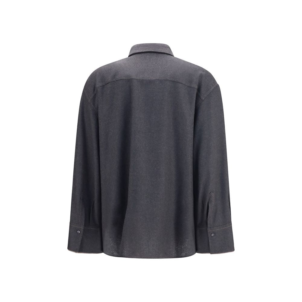 Brunello Cucinelli Gray Wool Oves Aries Dress Shirt