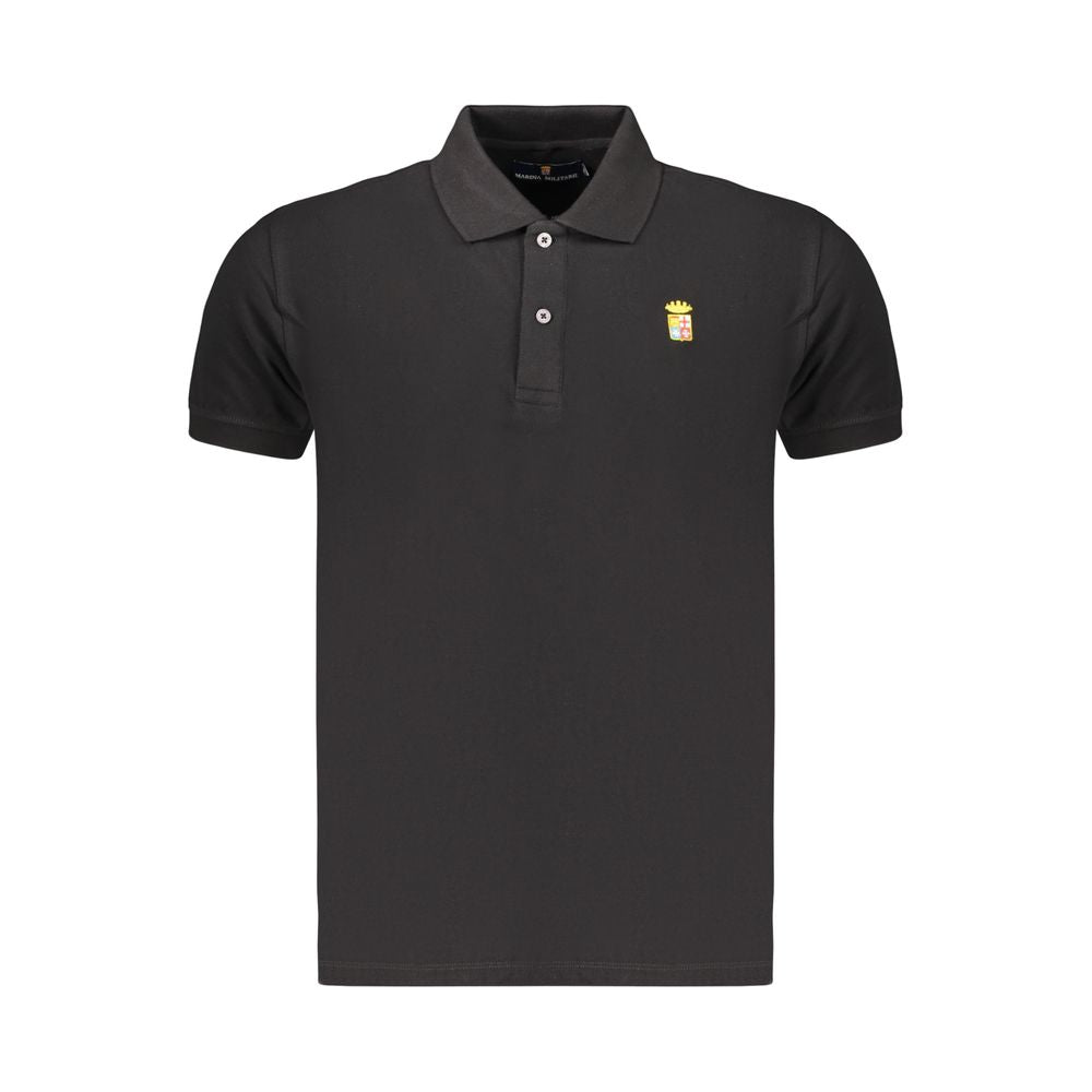 Marina Militare Black Cotton Mens Polo