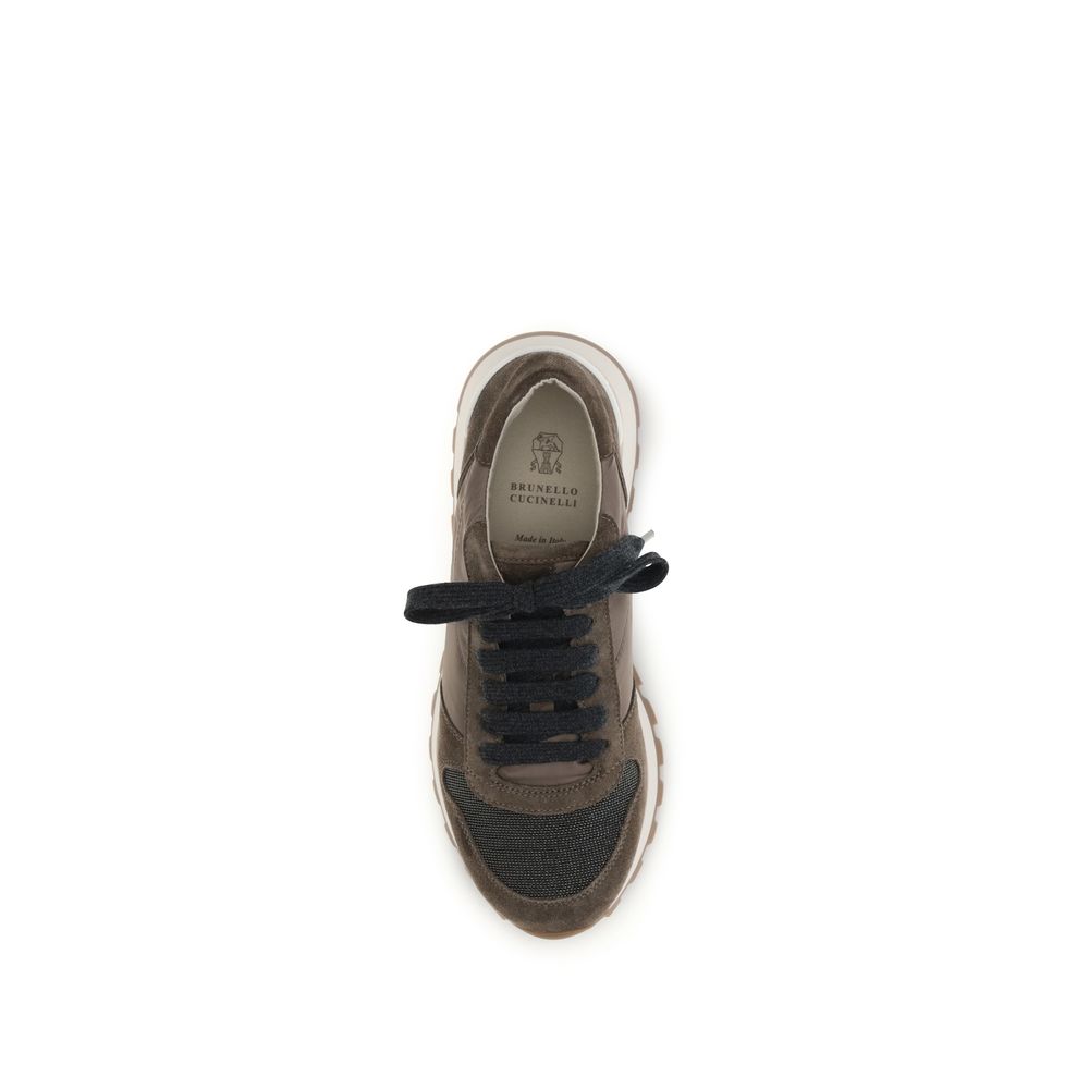Brunello Cucinelli Brown Calf Leather Bos Taurus Athletic Sneakers