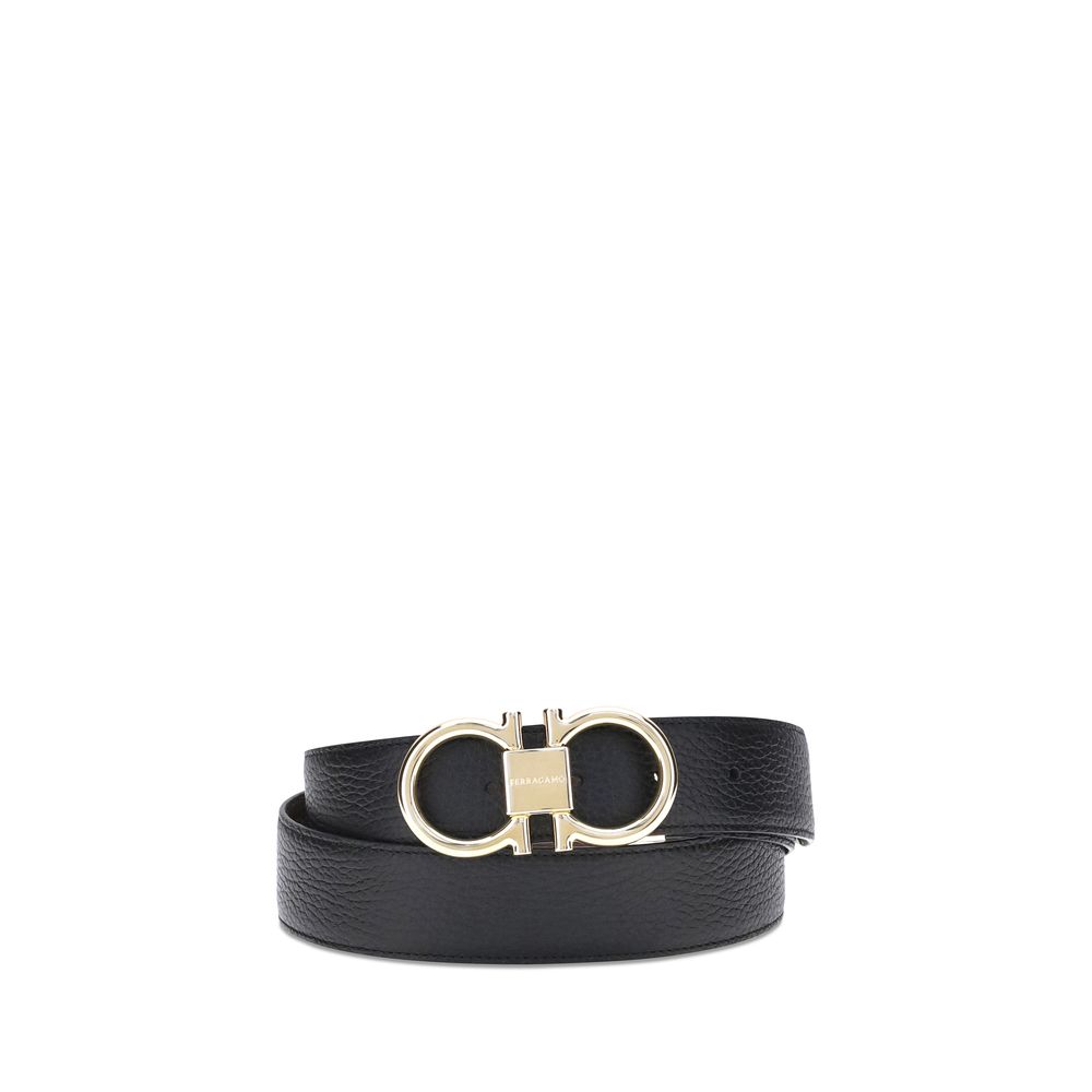 Ferragamo Black Calf Leather Bos Taurus Belt