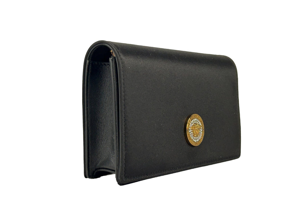 Versace Mini Chain Black Crossbody Wallet Bag