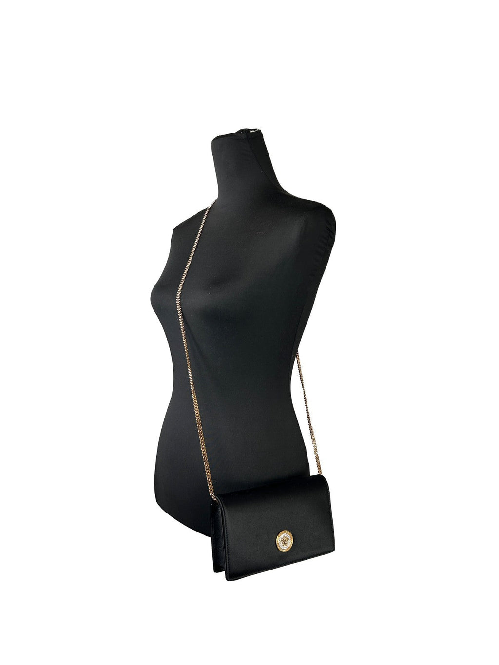 Versace Mini Chain Black Crossbody Wallet Bag