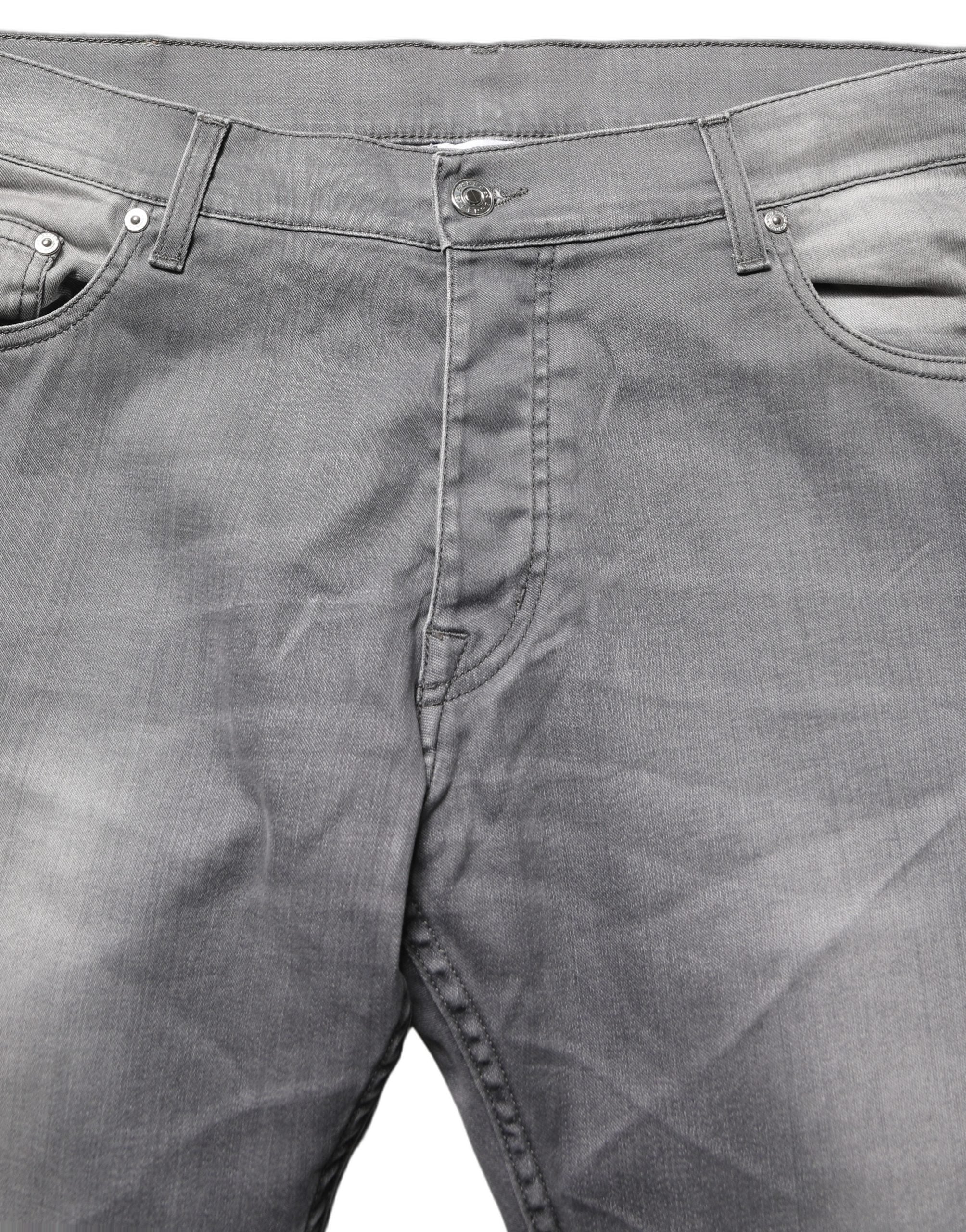 GF Ferre Gray Washed Mid Waist Straight Men Denim Trouser Jeans
